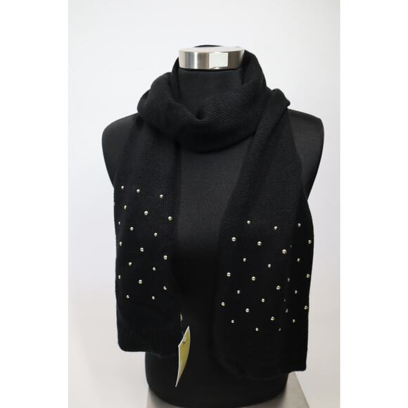 Michael Kors Black Knit Scarf‎ with Silver Embellishment One Size - Picture 1 of 3